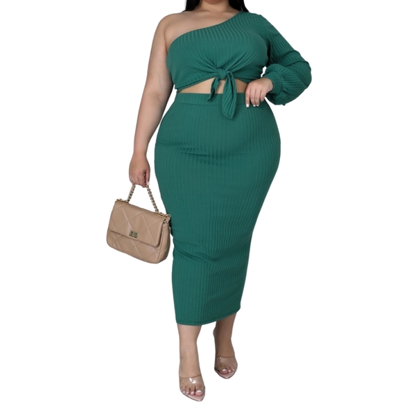 Jumpers and Rompers Dresses & Skirts - Ribbed One Shoulder Skirt Set